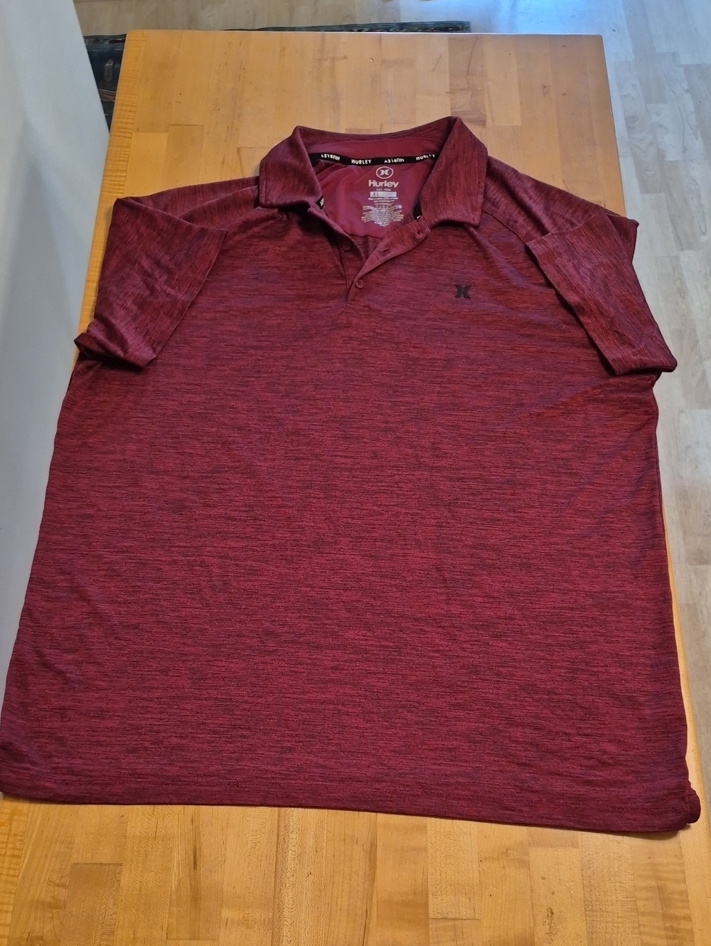 Hurley Maroon Short Sleeve Heathered Polo Sports Golf